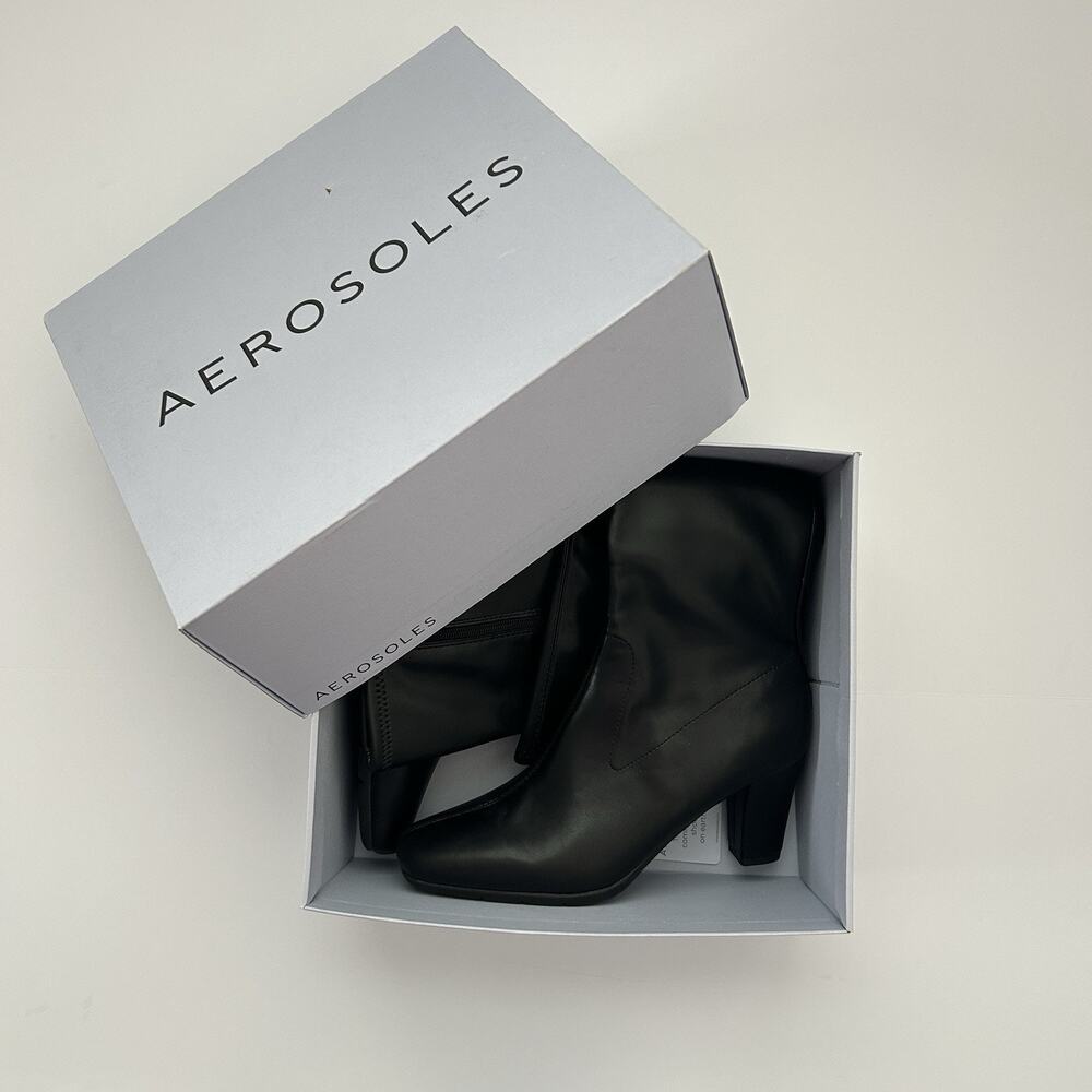 NIB Aerosoles Chai Knee High Boots Black Stretch Size 10 Women Square NEW IN BOX - Picture 9 of 16